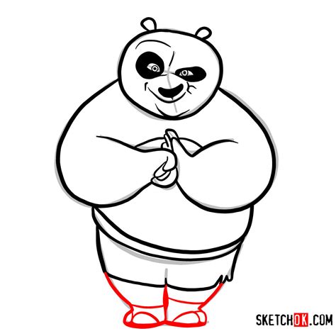 How to Draw Po in Fist and Palm Greeting Pose | Kung Fu Panda