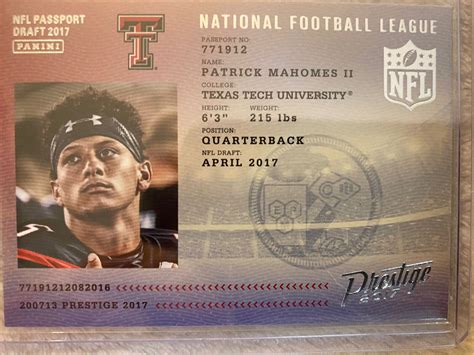 Patrick Mahomes Ii Panini Prestige Nfl Passport Rookie See Pics