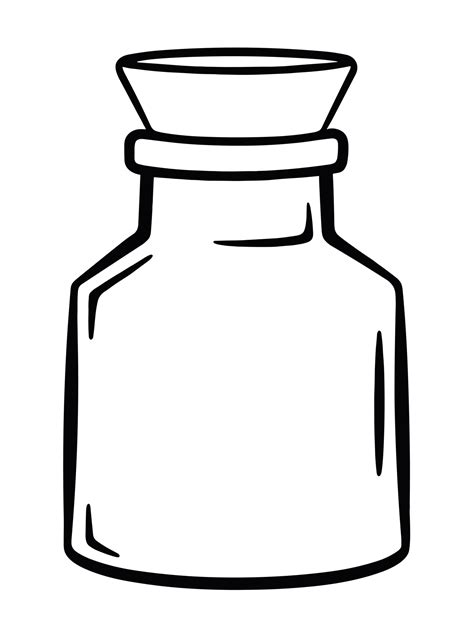 Apothecary Glass Vial Bottle Jar Sketch Drawing Illustration Black Line