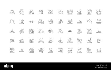 Landscapes Linear Icons Line Signs Set Vector Collection Stock