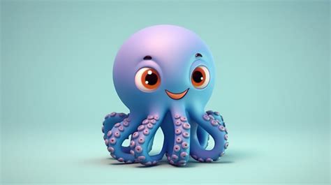 Playful Characters Adorable And 3d Cartoon Octopus Character ...