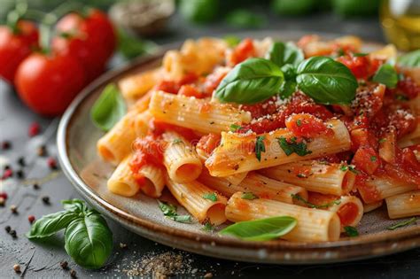 Tasty Appetizing Classic Italian Spaghetti Pasta With Tomato Sauce