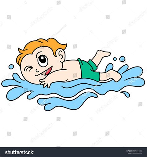 Boy Swimming Doodle Icon Image Cartoon Stock Vector (Royalty Free ...