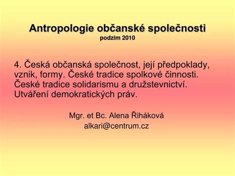 Ppt Antropologie Ob Ansk Spole Nosti Podzim Powerpoint