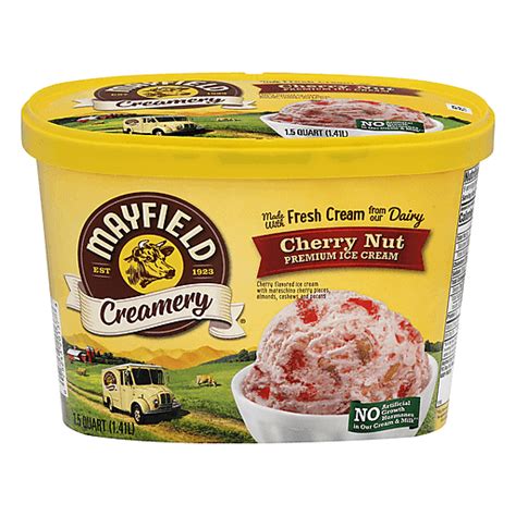 Mayfield Creamery Ice Cream Premium Cherry Nut 1 5 Qt Ice Cream