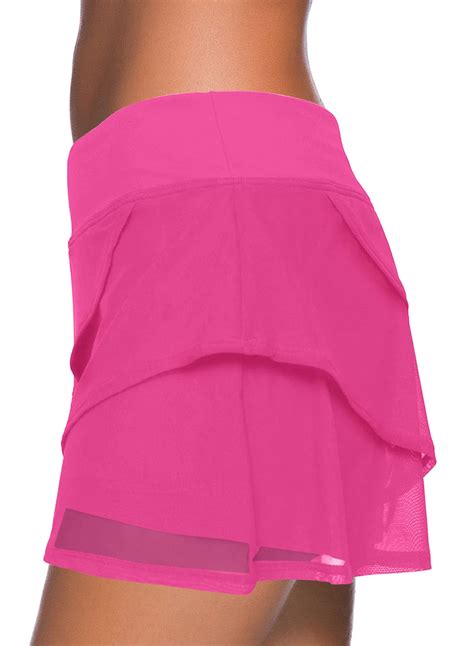 Snapklik Womens Three Layered Swim Skirted Bikini Swim Bottom