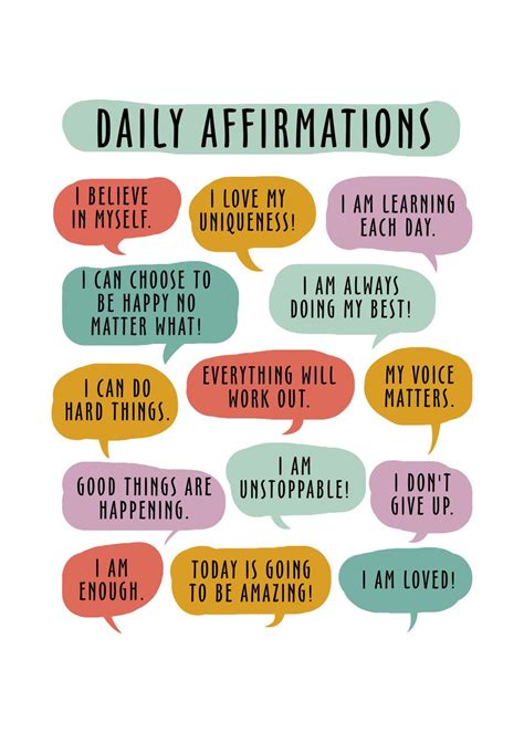 Daily Affirmations Poster Poster Picture Metal Print Paint By Ti