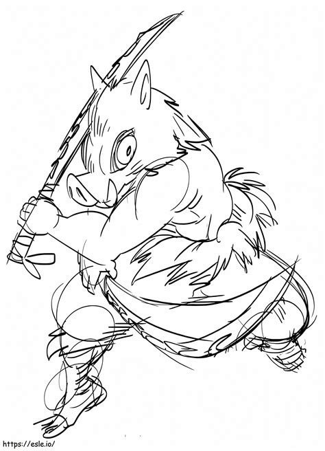 Inosuke Hashibira Demon Slayer Coloring Page