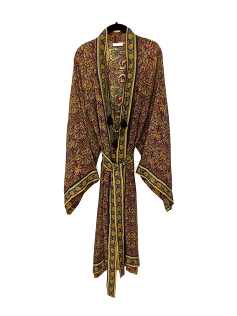 Midi Length Silk Kimono Jacket Beach Cover Up Robe In Plum Etsy