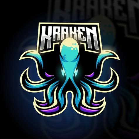 Logotipo de diseño de la mascota de kraken esport Vector Premium