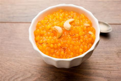 Sobremesa sabudana ou sago kesari para vrat upvas também conhecida como