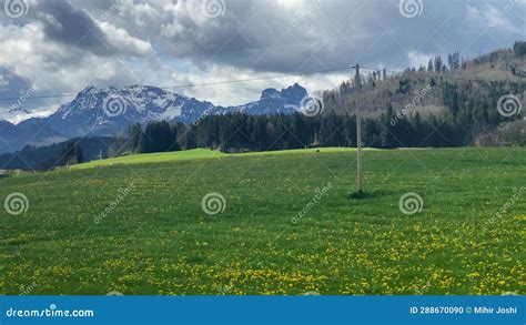 Beautiful Rural Alpine Scenery Observed during Train Ride from Munich ...