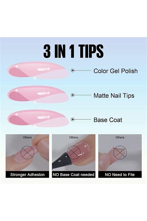 Tomicca Extra Short Gel Nail Tips 180pcs Coffin Press On Nails Colored Natural Tips 3 In 1