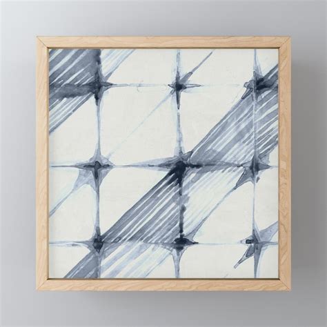 Simply Wabi Sabi In Indigo Blue On Lunar Gray Framed Mini Art Print By