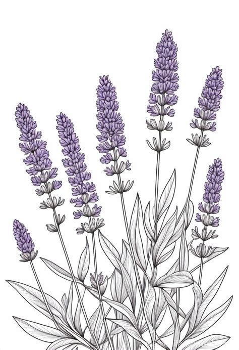 black line drawing for coloring beautiful lavender black and white illustration Prompts | Stable ...