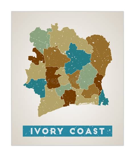 Ivory Coast Regions Map Stock Illustrations Ivory Coast Regions