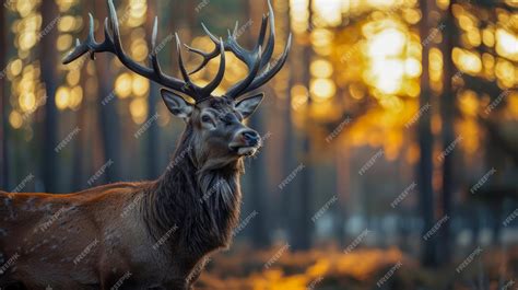 Premium Photo Majestic Stag With Impressive Antlers Standing In The