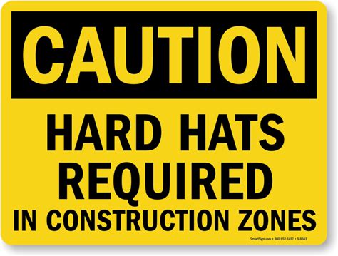 Hard Hats Required In Construction Zones Sign Sku S 8583