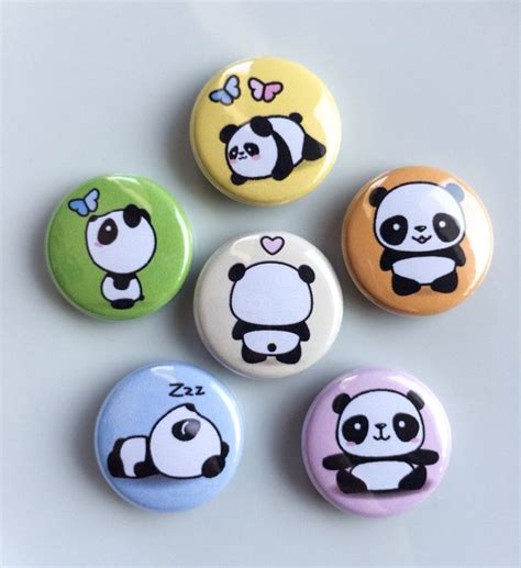 Kawaii Cute Panda Magnets 1 Refrigerator Fridge Magnet Set 6