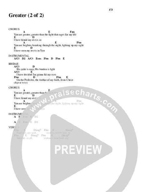 Greater Chords PDF (New Life Worship) - PraiseCharts