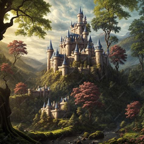 Premium Photo | Enchanted Castle in Forest Serenity AIGenerated Fantasy Art