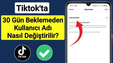 30 Gün Beklemeden TikTok ta Kullanıcı Adı Nasıl Değiştirilir Tiktok