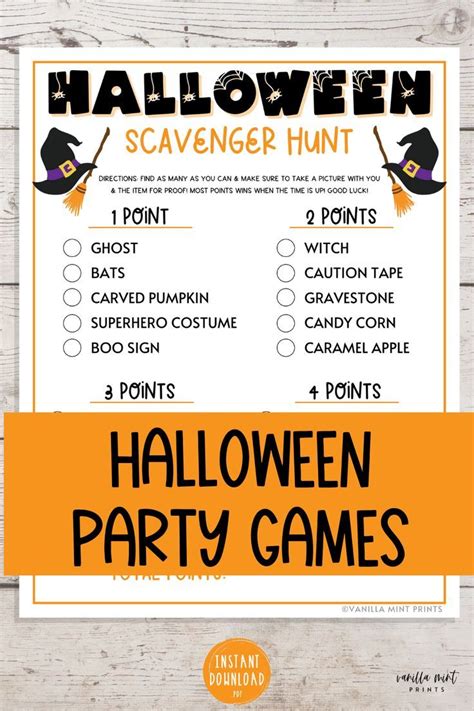 Halloween Scavenger Hunt Game Halloween Printable Games - Etsy | Halloween scavenger hunt ...