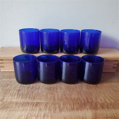 Vintage Metropolitan Cobalt Blue Bar Glasses Libbey Ounce