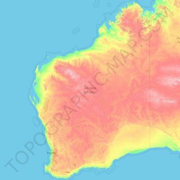 Western Australia topographic map, elevation, terrain