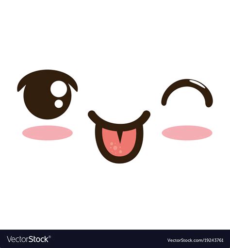 Face emoji kawaii character Royalty Free Vector Image