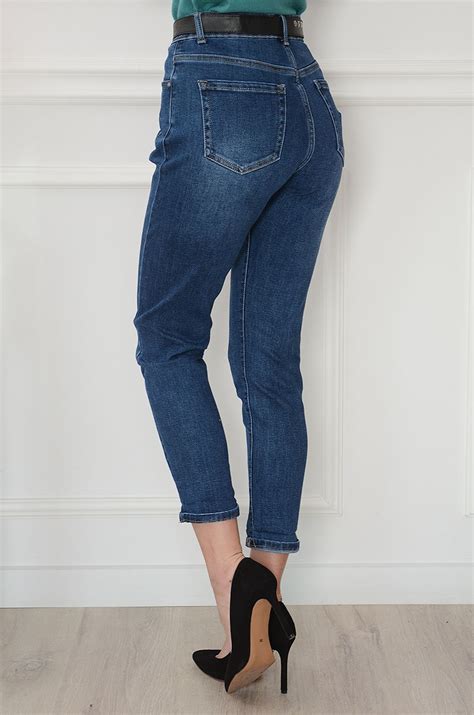 Spodnie Jeansowe MOM FIT Z Zaszewkami Spodnie Jeansowe Sklep Cocomoda Pl