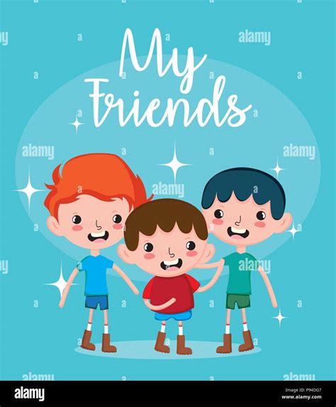 My friends cute boys cartoons vector illustration graphic design Stock ...