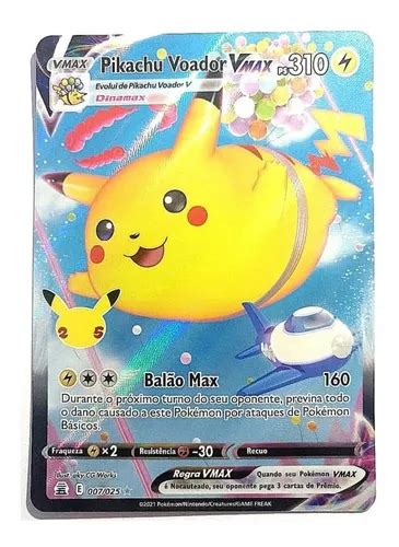 Carta Pokémon Pikachu Voador V Max Celebrações 25 Anos