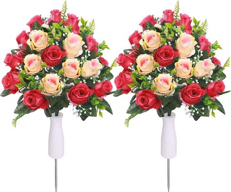 Amazon Lodou Artificial Cemetery Flowers Set Of Grave