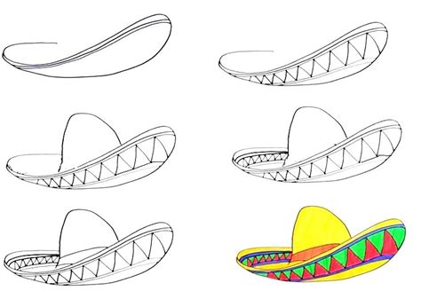 6 Easy Steps To Create A Sombrero Drawing How To Draw A Sombrero