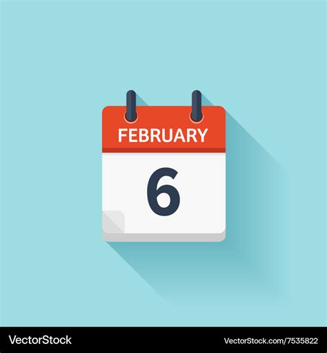 February 6 flat daily calendar icon date Vector Image