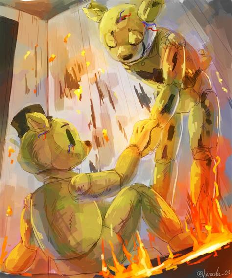 FNAF 3 Springtrap helps Golden Freddy on tumblr Рисунки Фан арт