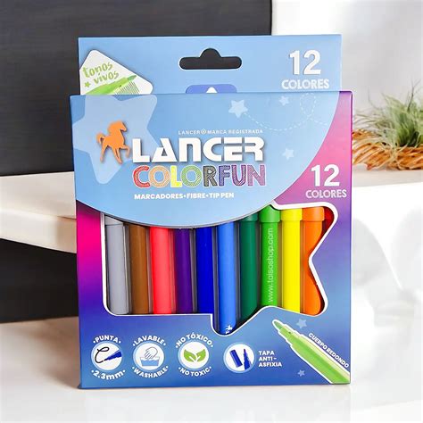 Marcadores Punta Mm Fina Escolar Colores Colorfun Lancer Taiso