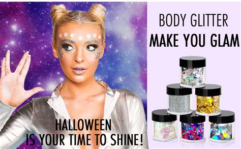 Imethod Body Glitter 6 Jars Holographic Cosmetic Face Glitter For Festival And Halloween Makeup