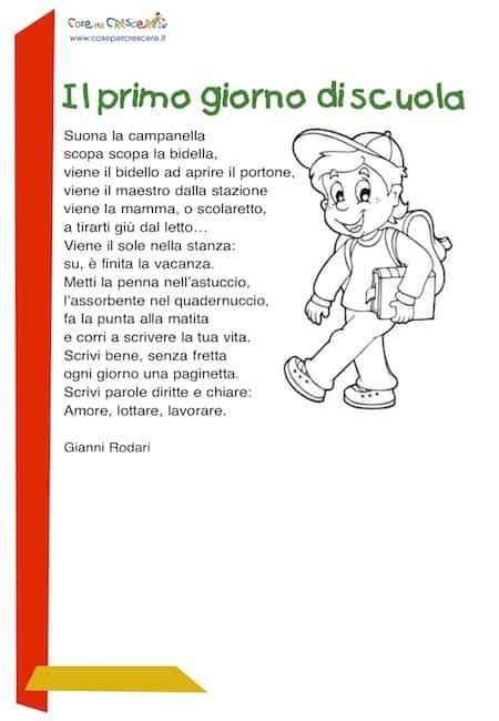 Il Primo Giorno Di Scuola Poesia Per Bambini Filastrocca Inizio Anno