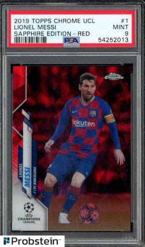 2019 Topps Chrome UCL Soccer Sapphire Red Lionel Messi 2 5 PSA 9 MINT