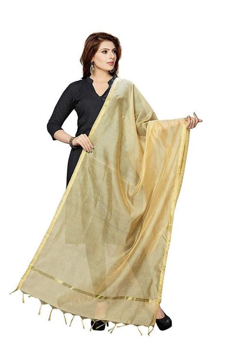 Chanderi Silk Handloom Golden Border Dupatta Women S Ethnic Wear