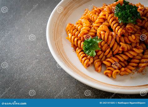 Spirali Or Spiral Pasta With Tomato Sauce Stock Image Image Of Cooked