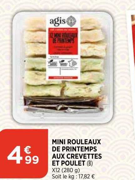 Promo Mini Rouleaux De Printemps Aux Crevettes Et Poulet Chez Atac