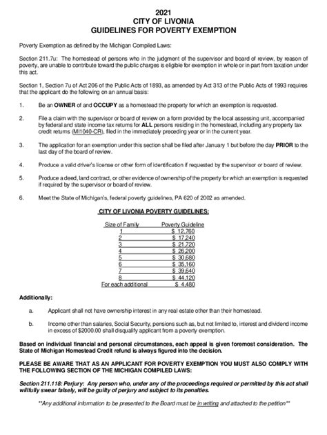 Fillable Online Guidelines For Poverty Exemption Fax Email Print