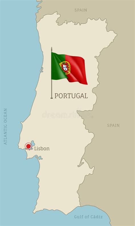 Highly Detailed Map Of Portugal Territory Borders Stock Vector