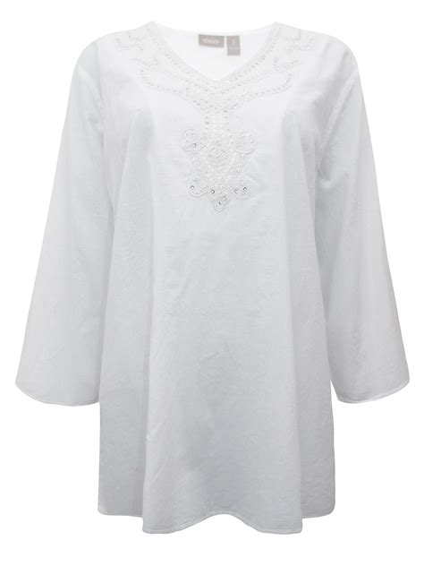 Chicos Chicos White Pure Cotton Sleeve Embellished Top Plus