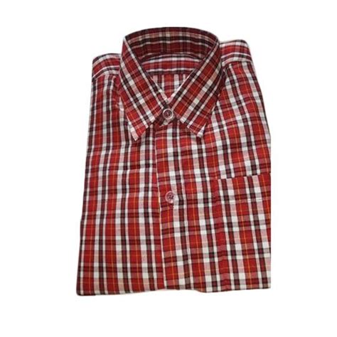 Casual Wear Checks Mens Polyester Check Shirt Machine And Hand Wash