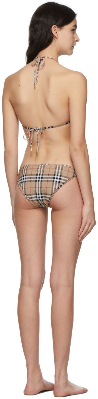 Burberry Beige Vintage Check Triangle Bikini Burberry