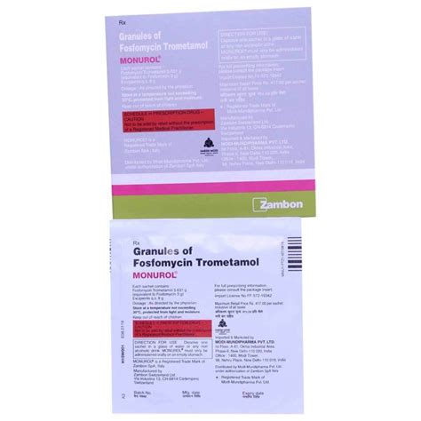 Fosfomycin Tromethamine Granules For Oral Solution Rx Only, 60% OFF